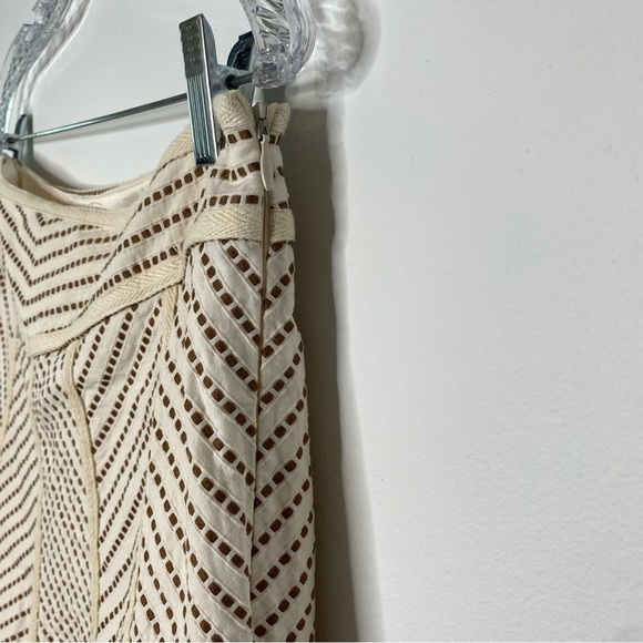 Nanette Lepore Cream and Brown Fluted Fit and Flare Skirt - Picture 2 of 10